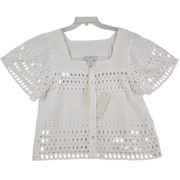 Calypso~Woman Size S~White 100 % Cotton Button-Up Shirt Blouse Shirt Sleeve NWT. - Picture 6 of 16